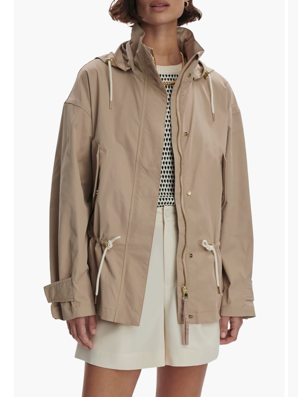 Varley Rema Short Rain Jacket Trench Beige Size S $268